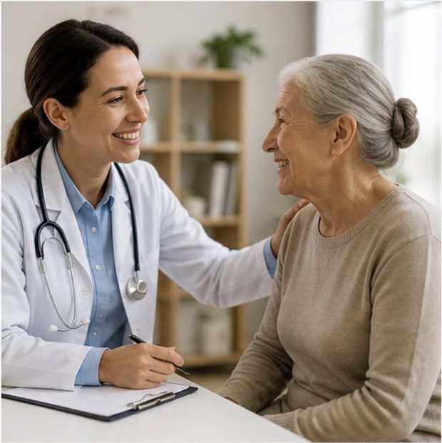 Nurse reviewing a health management plan with a patient