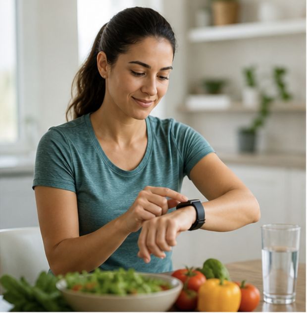 Caregiver discussing a wellness plan with a senior patient